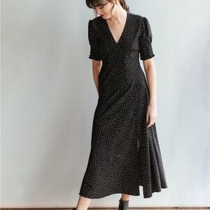 Elegant Black Polka Dot Dress